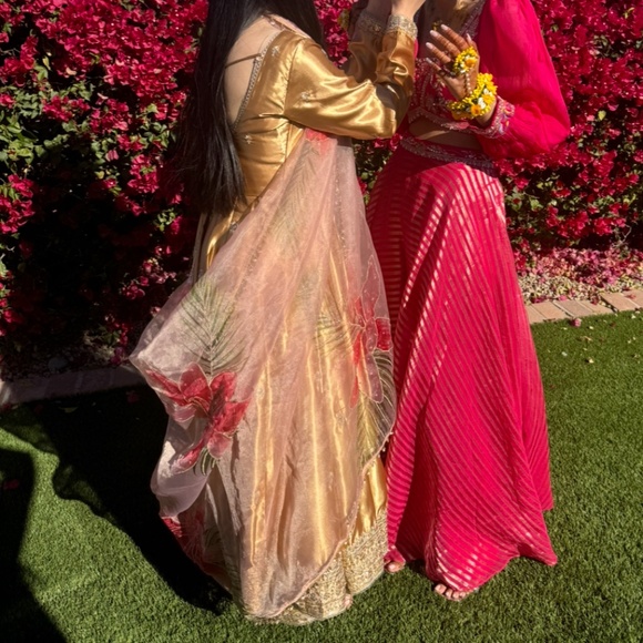 Lashkaraa Gold Embroidered Satin Anarkali - Picture 4 of 5